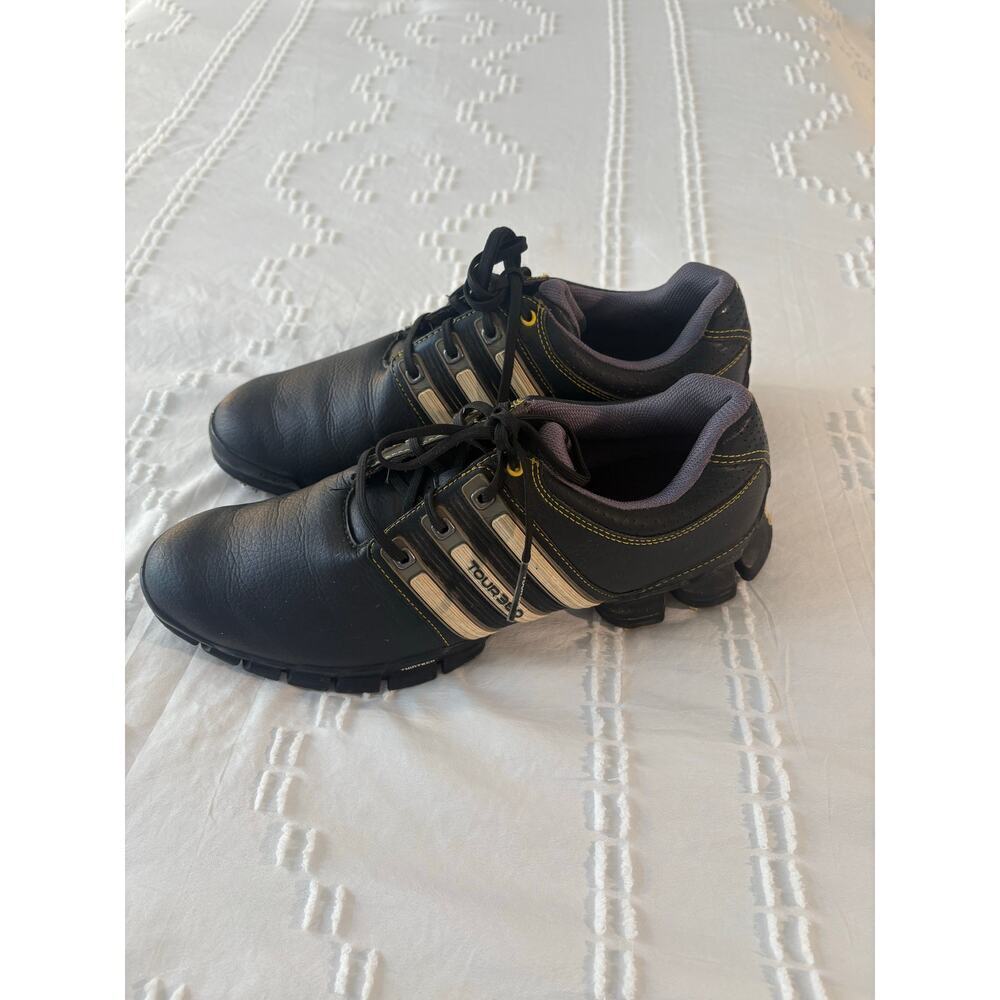 Adidas Tour360 Black Leather Spiked Golf Shoes Stability Comfort Traction 8.5 - Picture 5 of 9